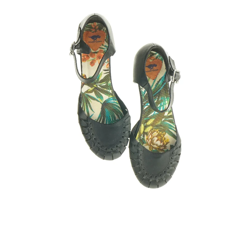 Brugte damesandaler med blomsterprint (str. 40)