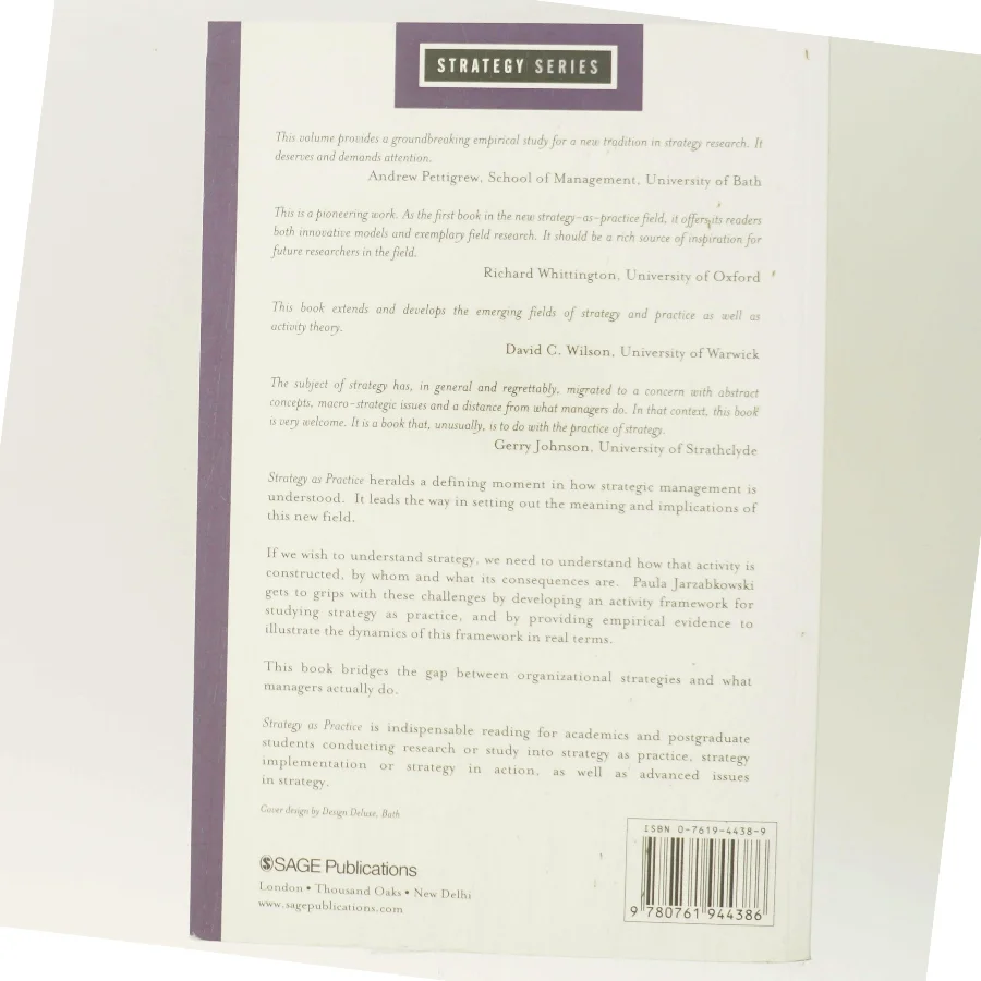 Strategy as practice : an activity-based approach af Paula Jarzabkowski (Bog)