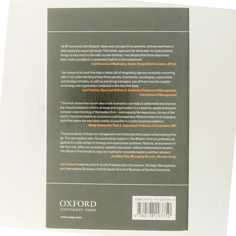 The modern firm : organizational design for performance and growth af John Roberts (Bog)