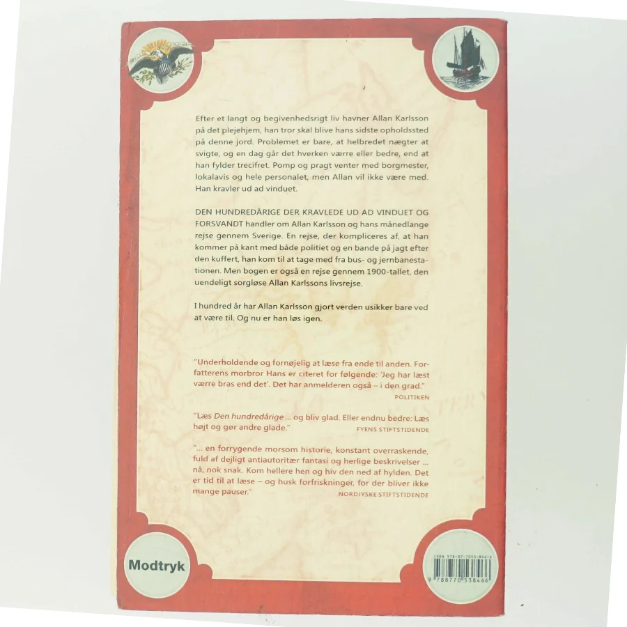 Den hundredårige der kravlede ud af vinduet og forsvandt af Jonas Jonasson (Bog)