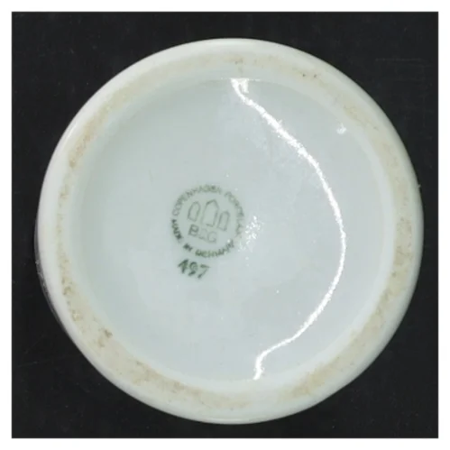 Porcelænskrukke med låg fra B&G (str. H. 11,5 cm. ø. 6,5 cm)