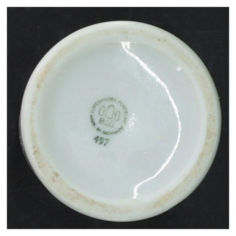 Porcelænskrukke med låg fra B&G (str. H. 11,5 cm. ø. 6,5 cm)