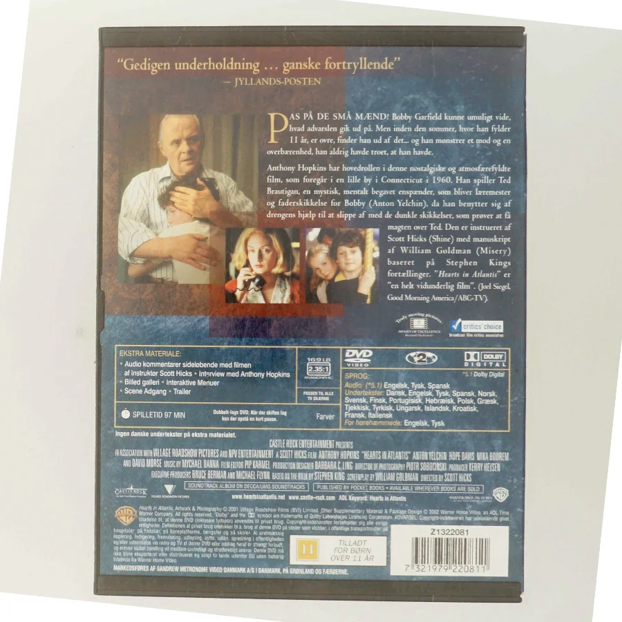 Hearts in Atlantis med Anthony Hopkins (DVD)