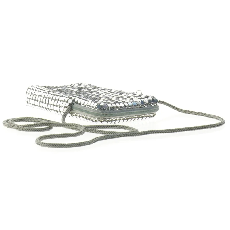 Sølvfarvet paillet taske (str. 13 x 8 cm)
