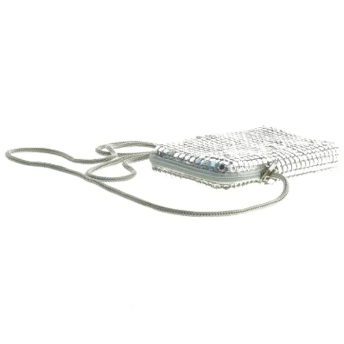 Sølvfarvet paillet taske (str. 13 x 8 cm)