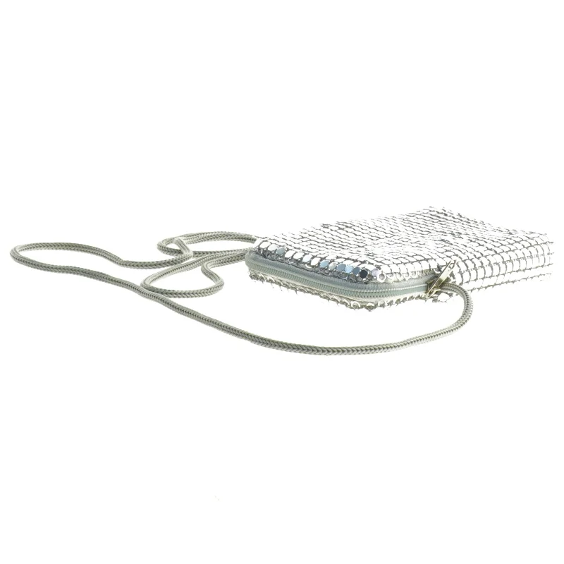 Sølvfarvet paillet taske (str. 13 x 8 cm)