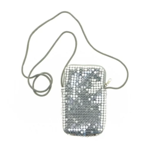 Sølvfarvet paillet taske (str. 13 x 8 cm)