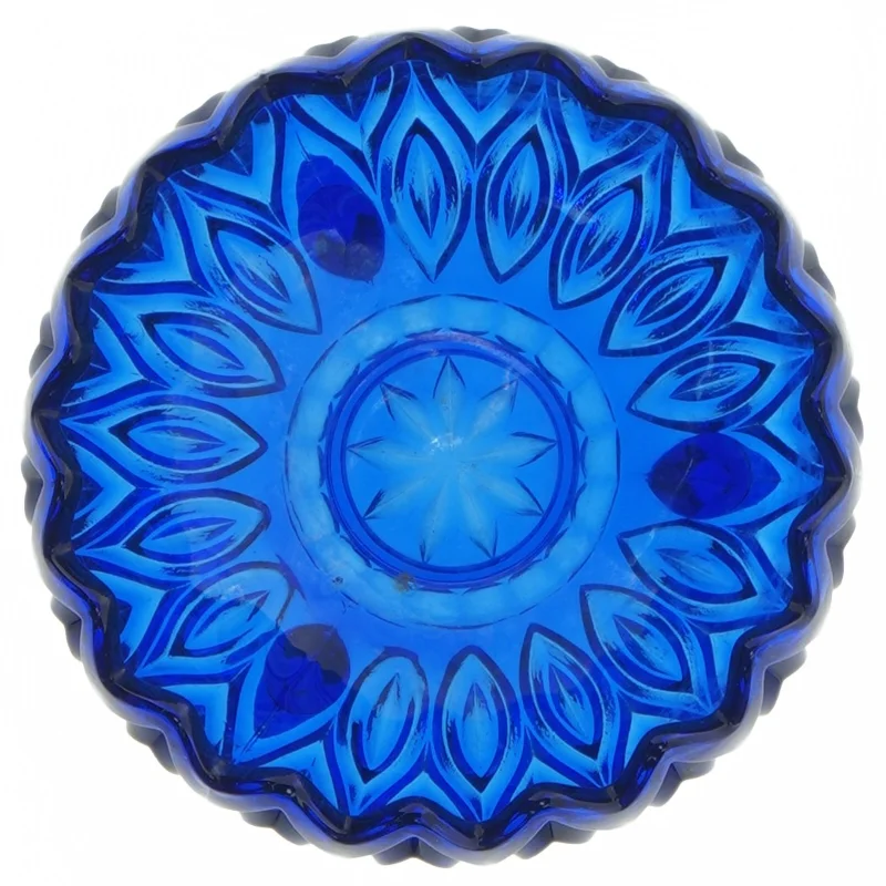 Blåt glasfad (str. 13,5 x 7 cm)