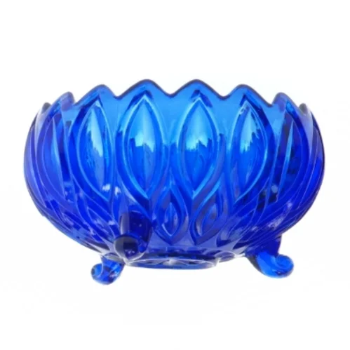 Blåt glasfad (str. 13,5 x 7 cm)