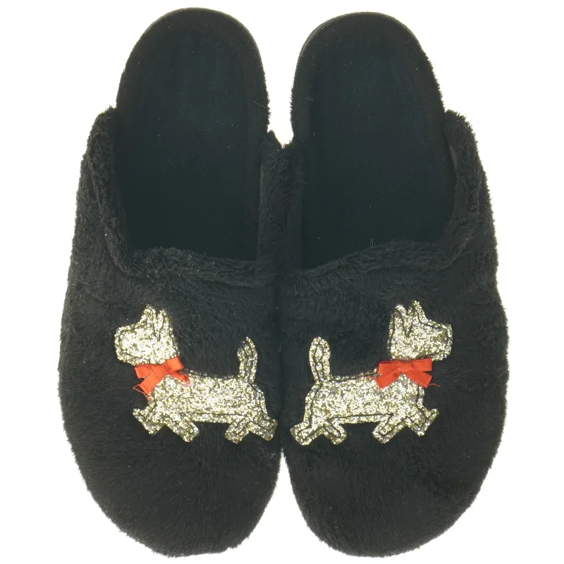 Sorte hjemmesko med hundemotiv (str. 38)