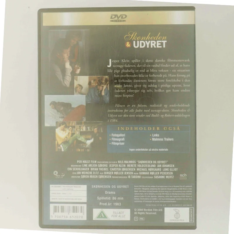 Skønheden  and  Udyret (Nils Malmros) - DVD /movies /standard / DVD med Jesper Klein (DVD)