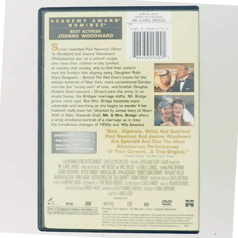 Mr. & Mrs. Bridge med Paul Newman (DVD)