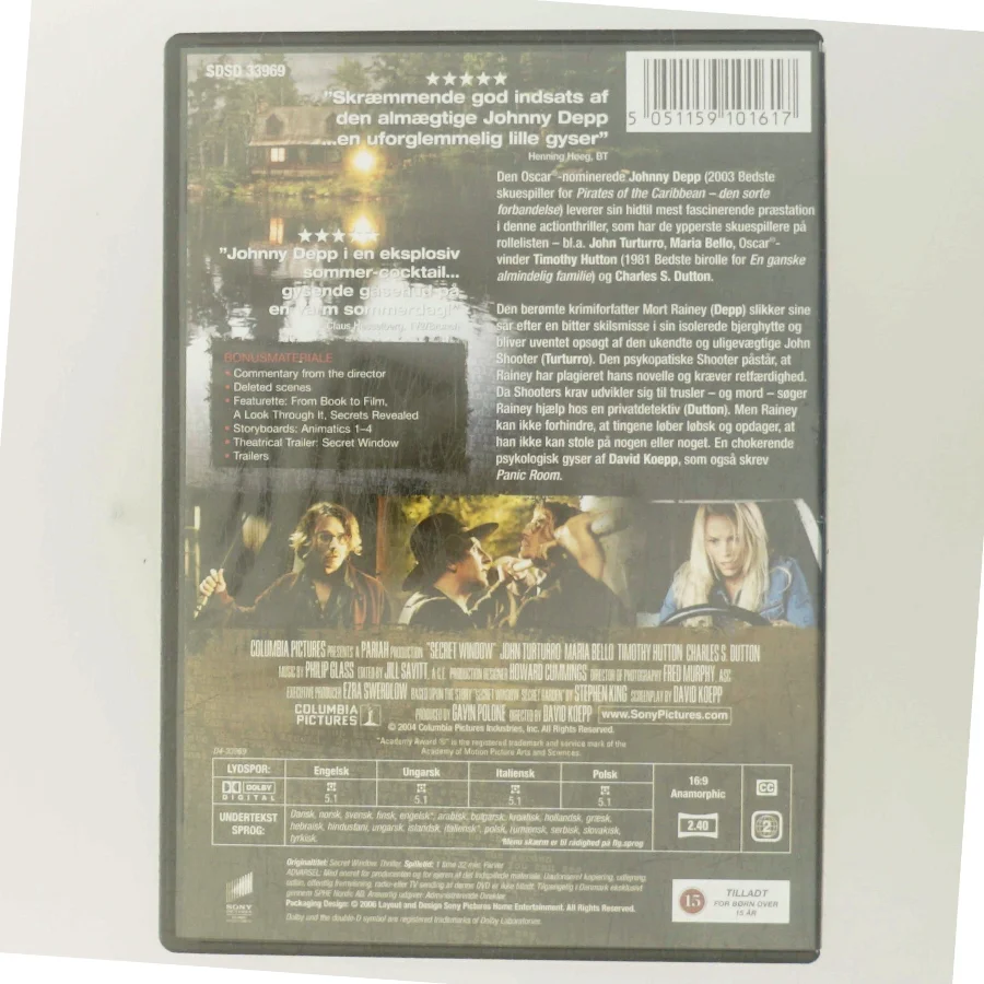 DVD-film 'Secret Window' med Johnny Depp (DVD)