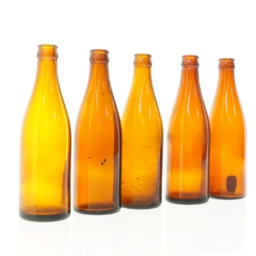 Brune vintage glasflasker (str. 21 x 6,5 cm)