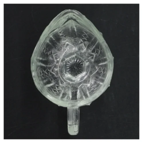 Glas kande med hank (str. H. 7,5 cm. ø. 6 cm)