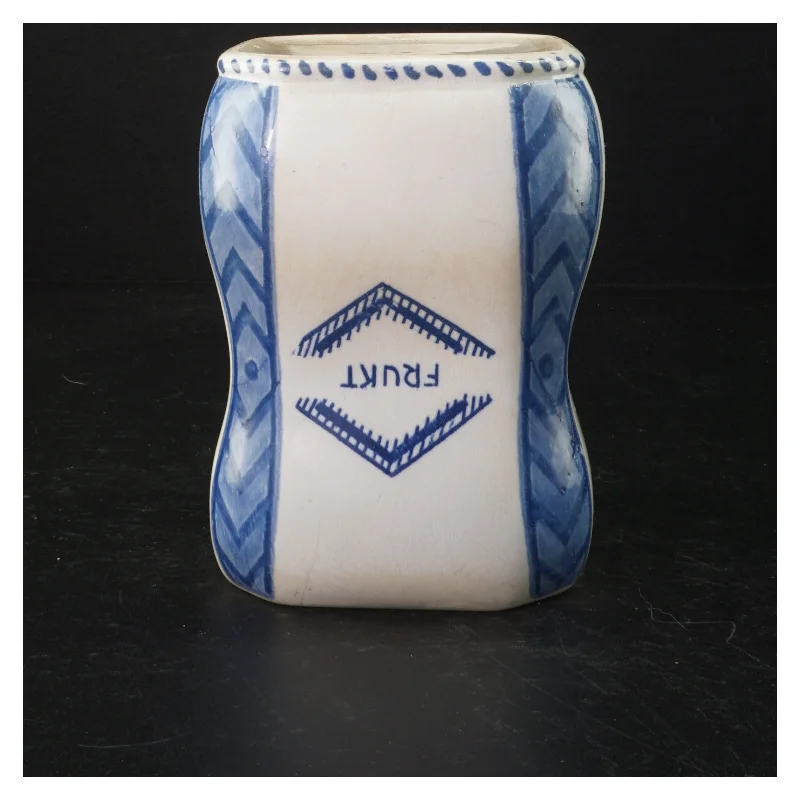 Blå og hvid keramik krukke (str. 16 cm ø 10 cm)