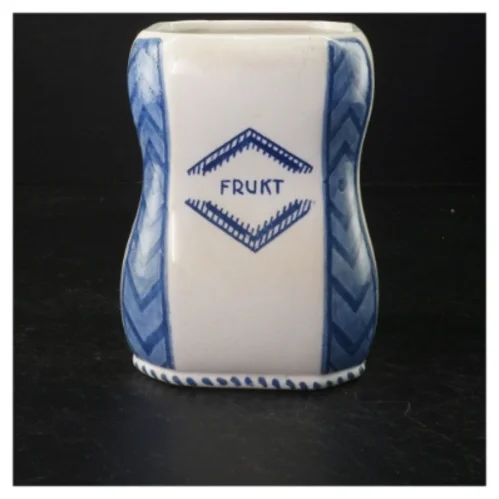 Blå og hvid keramik krukke (str. 16 cm ø 10 cm)