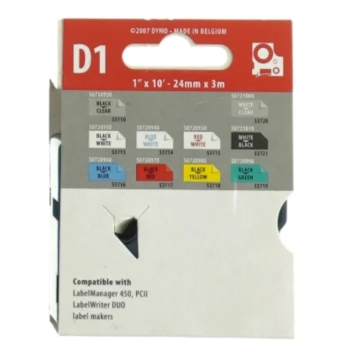 DYMO D1 mærkatkassette fra Dymo (str. 24 mm x 3 m)