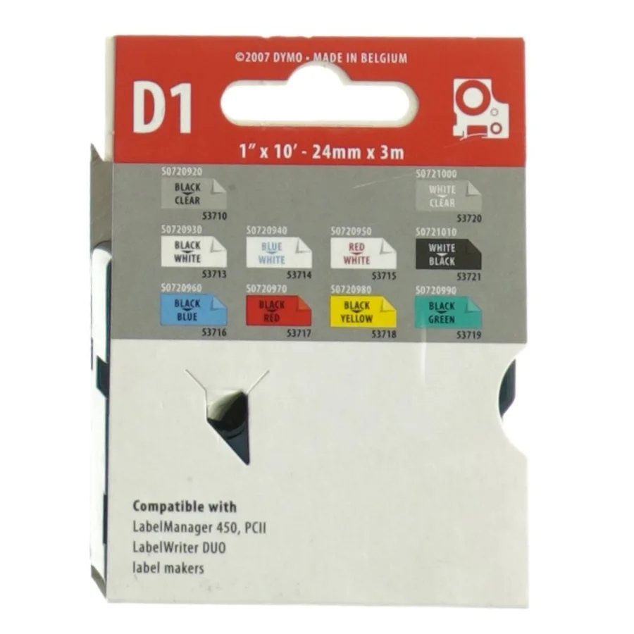 DYMO D1 mærkatkassette fra Dymo (str. 24 mm x 3 m)