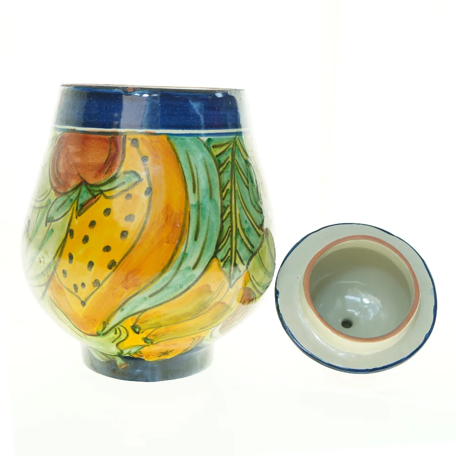 Krukke i keramik, med låg (str. 35 x, 21 cm)