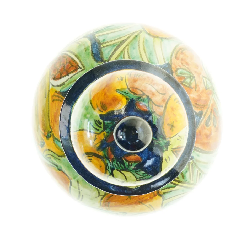 Krukke i keramik, med låg (str. 35 x, 21 cm)