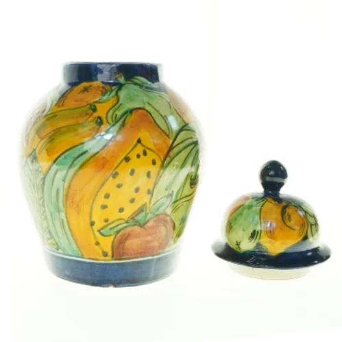 Krukke i keramik, med låg (str. 35 x, 21 cm)