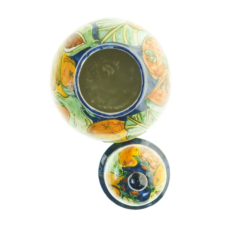 Krukke i keramik, med låg (str. 35 x, 21 cm)