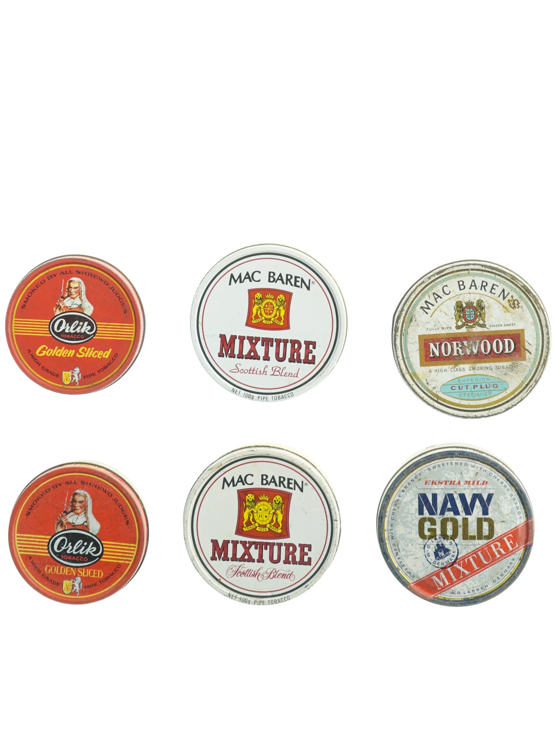 Vintage tobaksdåser (str. Ø 10 - 12 cm)