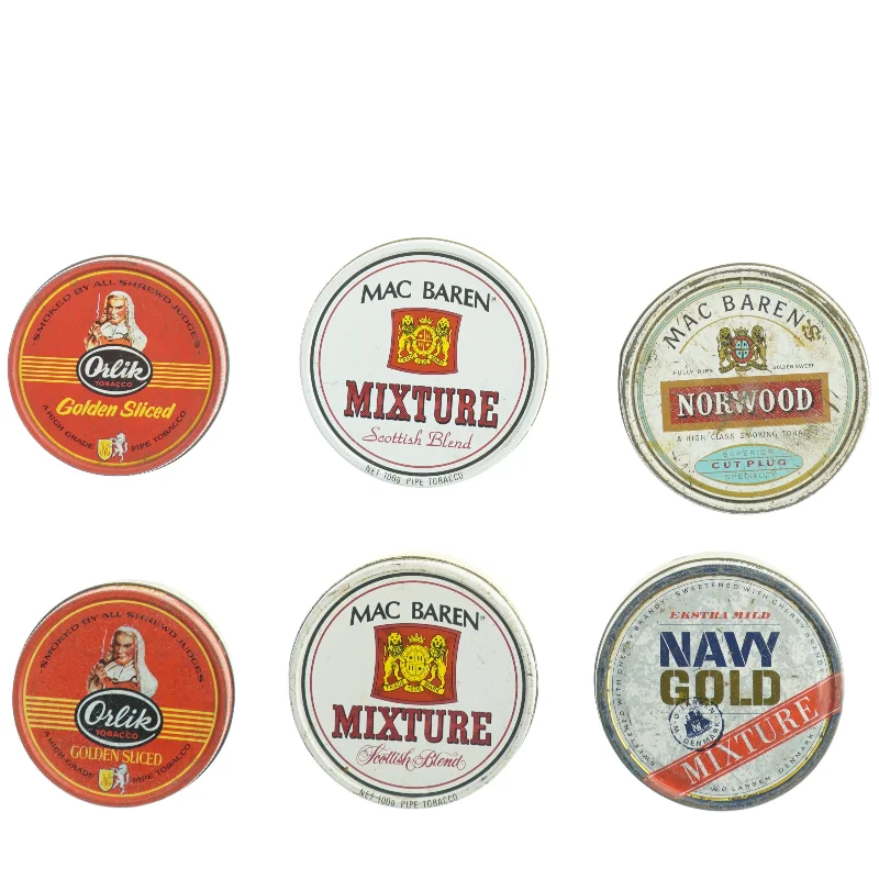 Vintage tobaksdåser (str. Ø 10 - 12 cm)