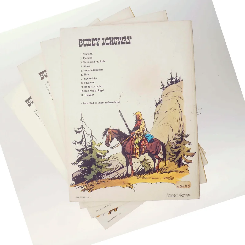 4 stk tegneserier bl.a. Buddy Longway: Sortkjole af Derib (Bog)