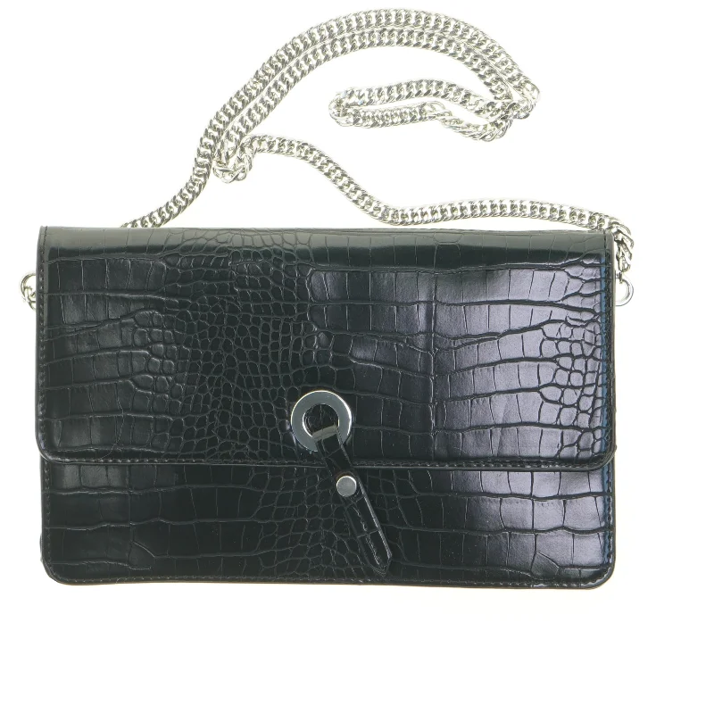 Sort krokodillepræget skuldertaske fra Zara (str. 27 x 16 cm)