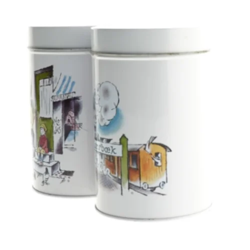 Metaldåser med Korsbæk-motiv, Matador (str. 11,5 x 17 cm)