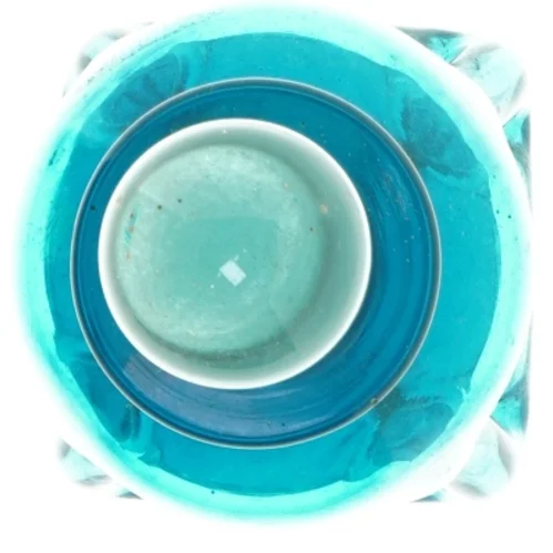 Blå klukflaske med prop (str. 23x7,5x7,5 cm)