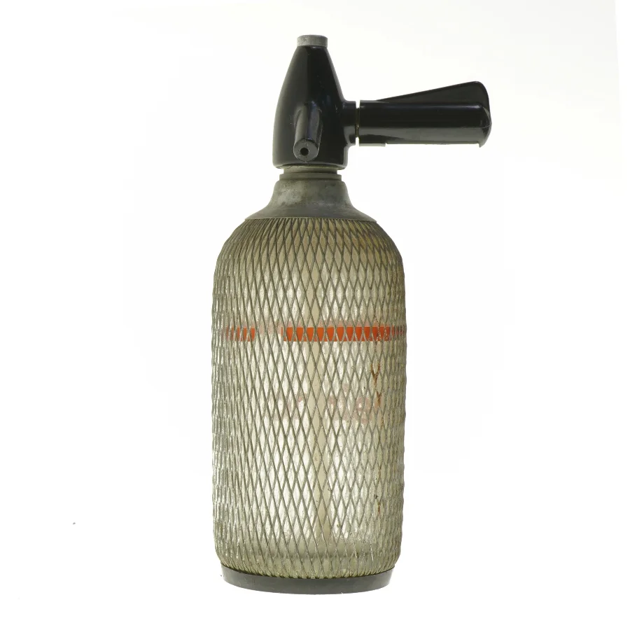 Vintage sodavandsflaske med dispenser fra Heimo (str. 32x11 cm)