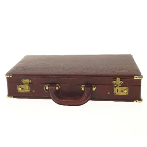 Brun læderkuffert (str. 44x31,5 cm)