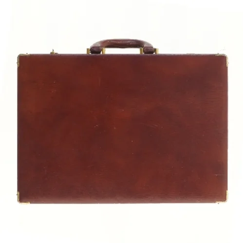 Brun læderkuffert (str. 44x31,5 cm)