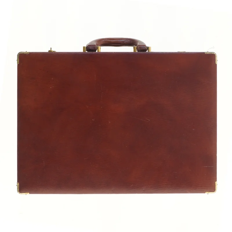 Brun læderkuffert (str. 44x31,5 cm)