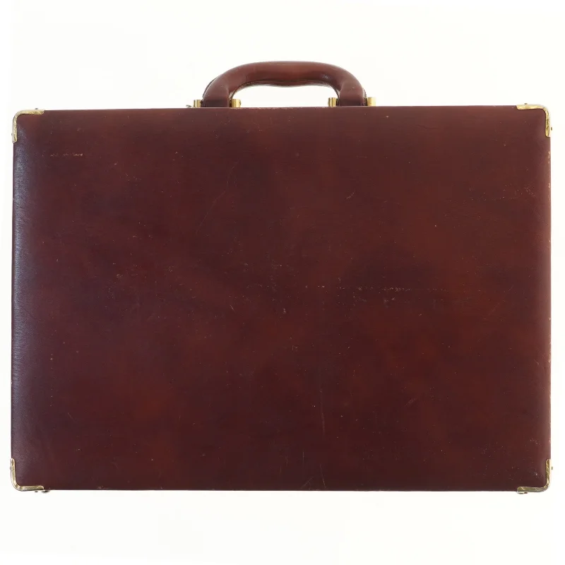 Brun læderkuffert (str. 44x31,5 cm)