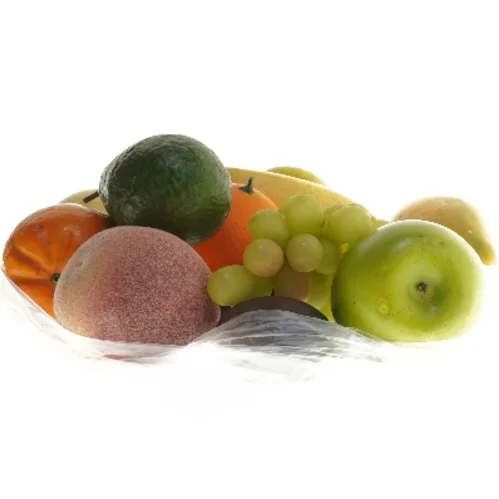Dekorativ frugt i plast (str. 3-12 cm)