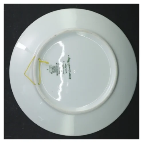 Blå dekorativ porcelænstallerken, mors dag 1972