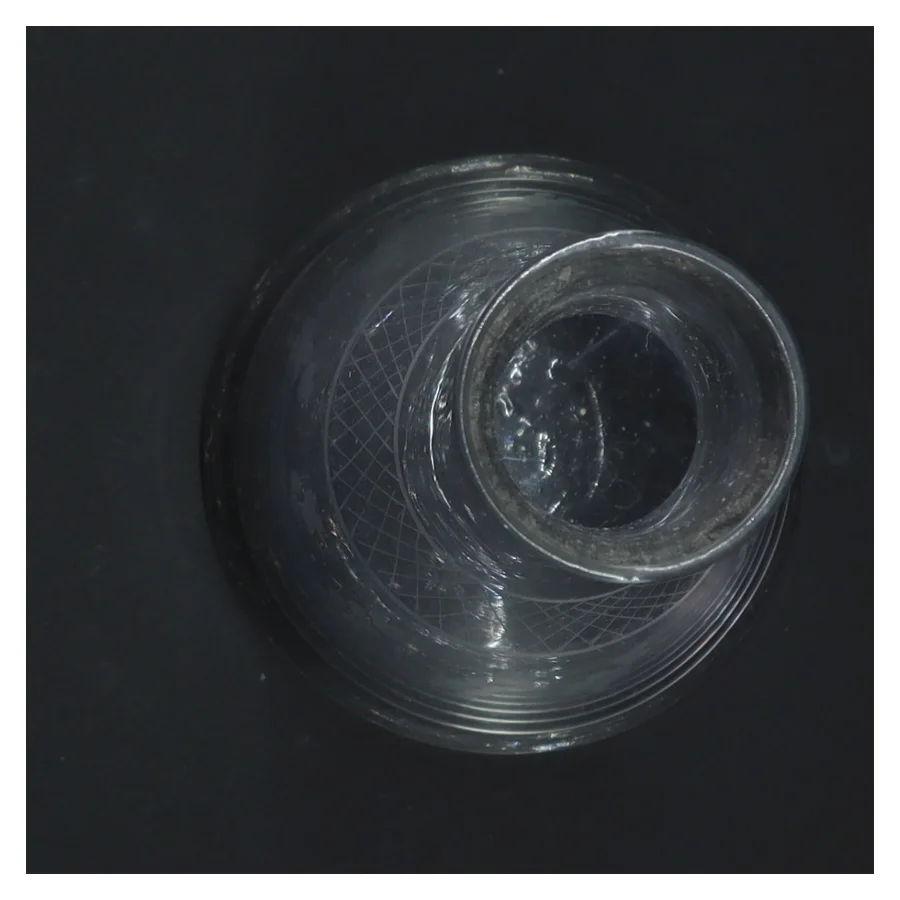 Glas karaffel med prop (str. H. 27 cm. ø. 9,5 cm)