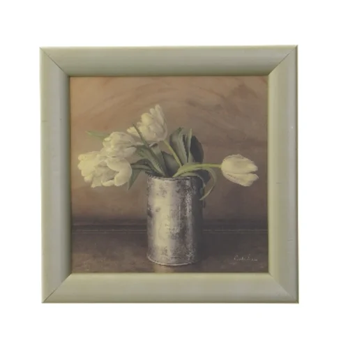 Maleri med tulipaner i ramme (str. 22x22 cm)