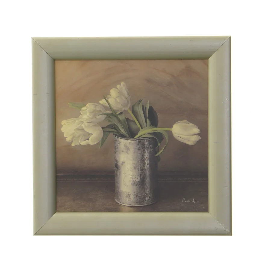 Maleri med tulipaner i ramme (str. 22x22 cm)