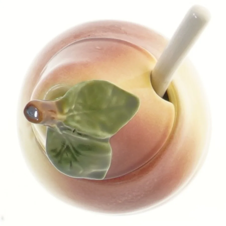 Pærefaconet krukke med ske (str. 15 cm)