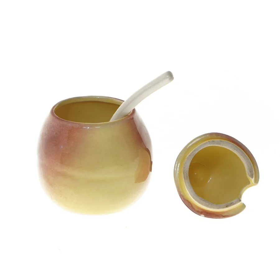 Pærefaconet krukke med ske (str. 15 cm)