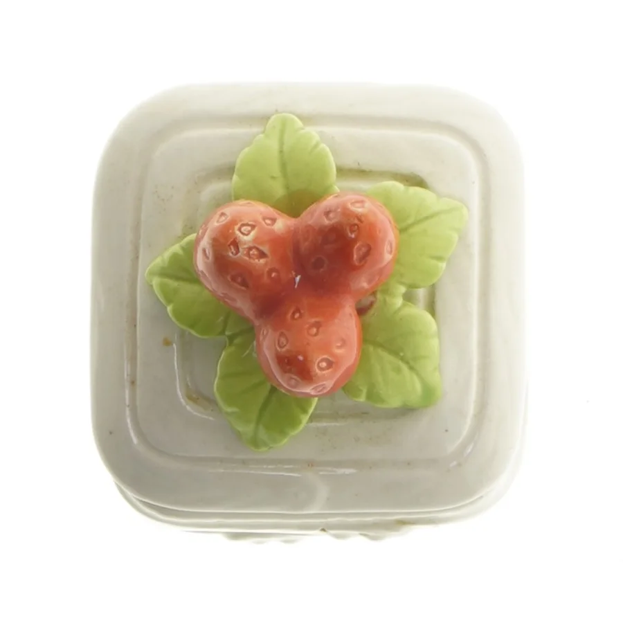 Dekorativ porcelænsbeholder med låg (str. 12x7x7 cm)