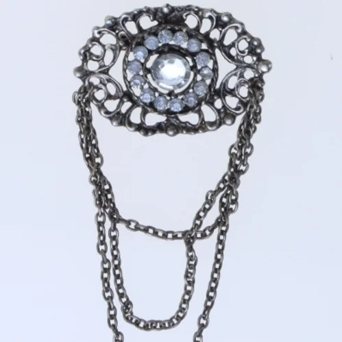 Vintage broche med kæde (str. 5,5 cm)