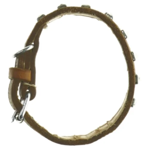 Brugt læderhalsbånd med nitter (str. Længde 64 cm)