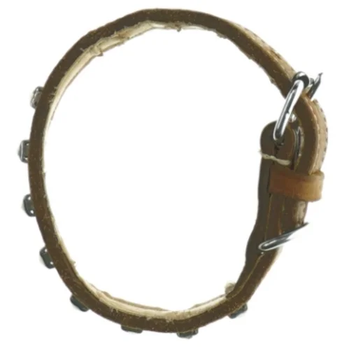 Brugt læderhalsbånd med nitter (str. Længde 64 cm)