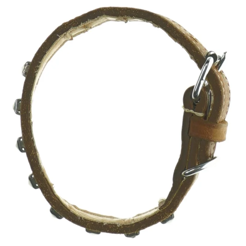 Brugt læderhalsbånd med nitter (str. Længde 64 cm)